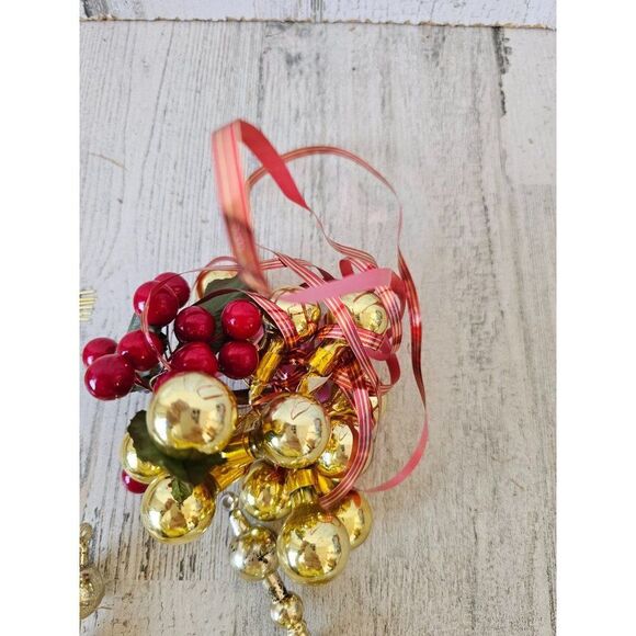 Vintage gold star ball set ornament Xmas tree long - Picture 2 of 10